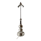 Large vintage floor lamp base in chrome metal and brushed aluminum