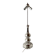 Large vintage floor lamp base in chrome metal and brushed aluminum