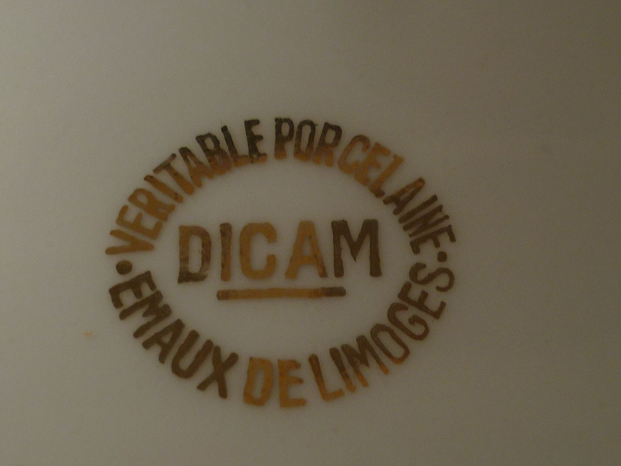 Plate and limoges porcelain dish with orange and gold trim