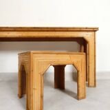 Console with sidetable and mirror in bamboo and rattan