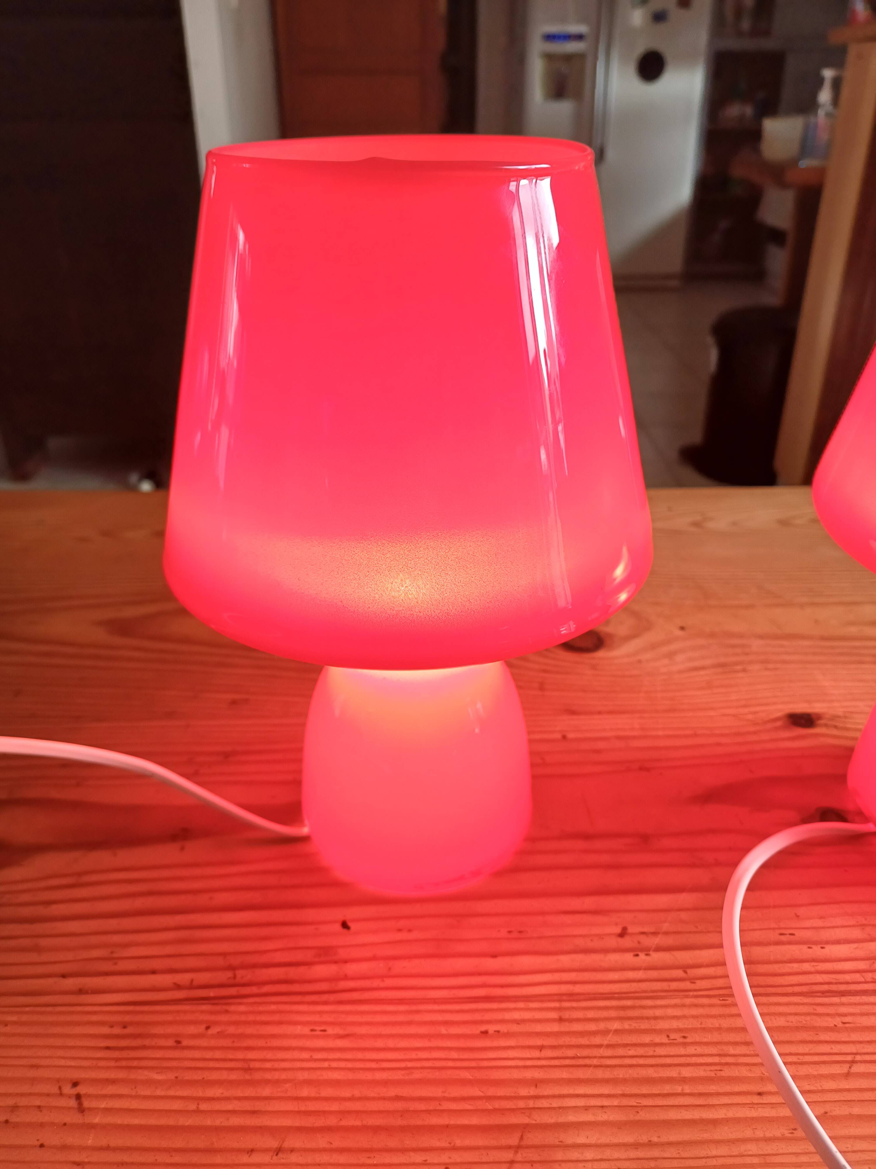 Pair of Vintage Red Opaline Lamps