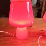 Paire de Lampes Vintage en Opaline Rouge