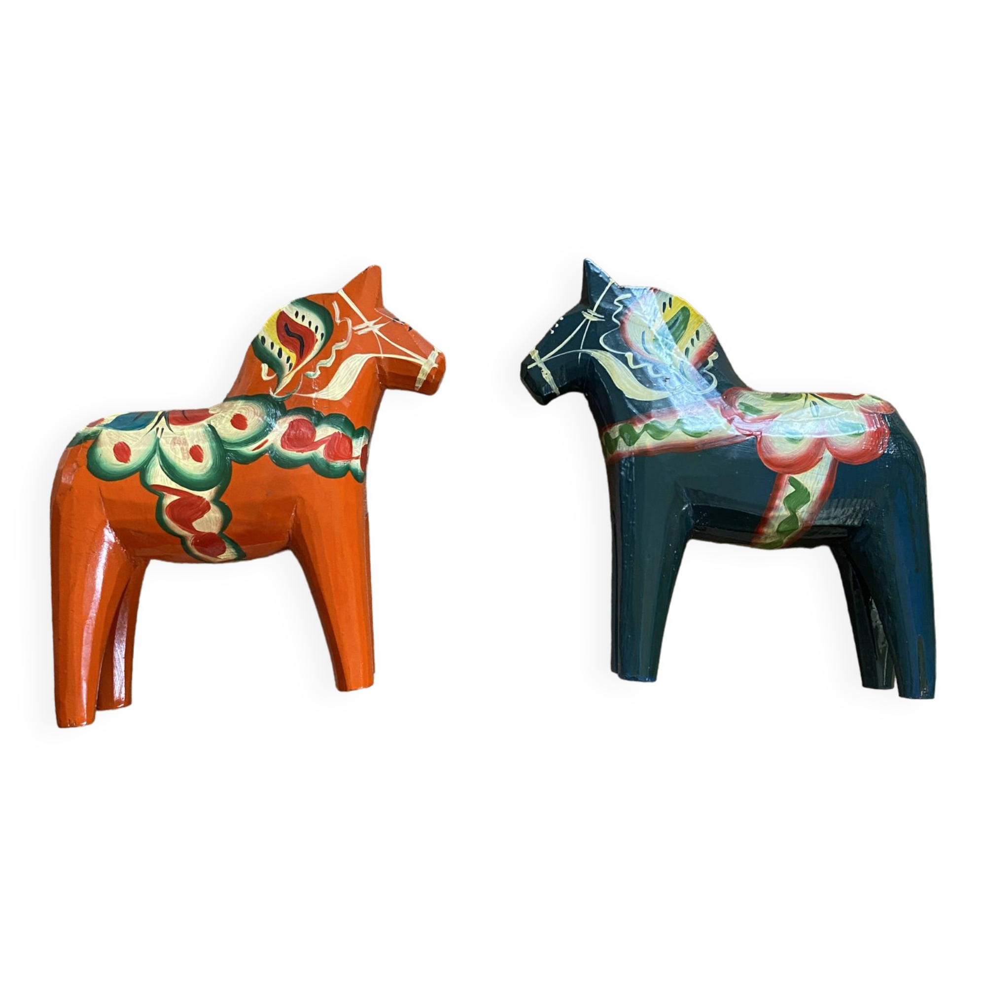 Dalarna horses 60s Swedish crafts (set of 2)