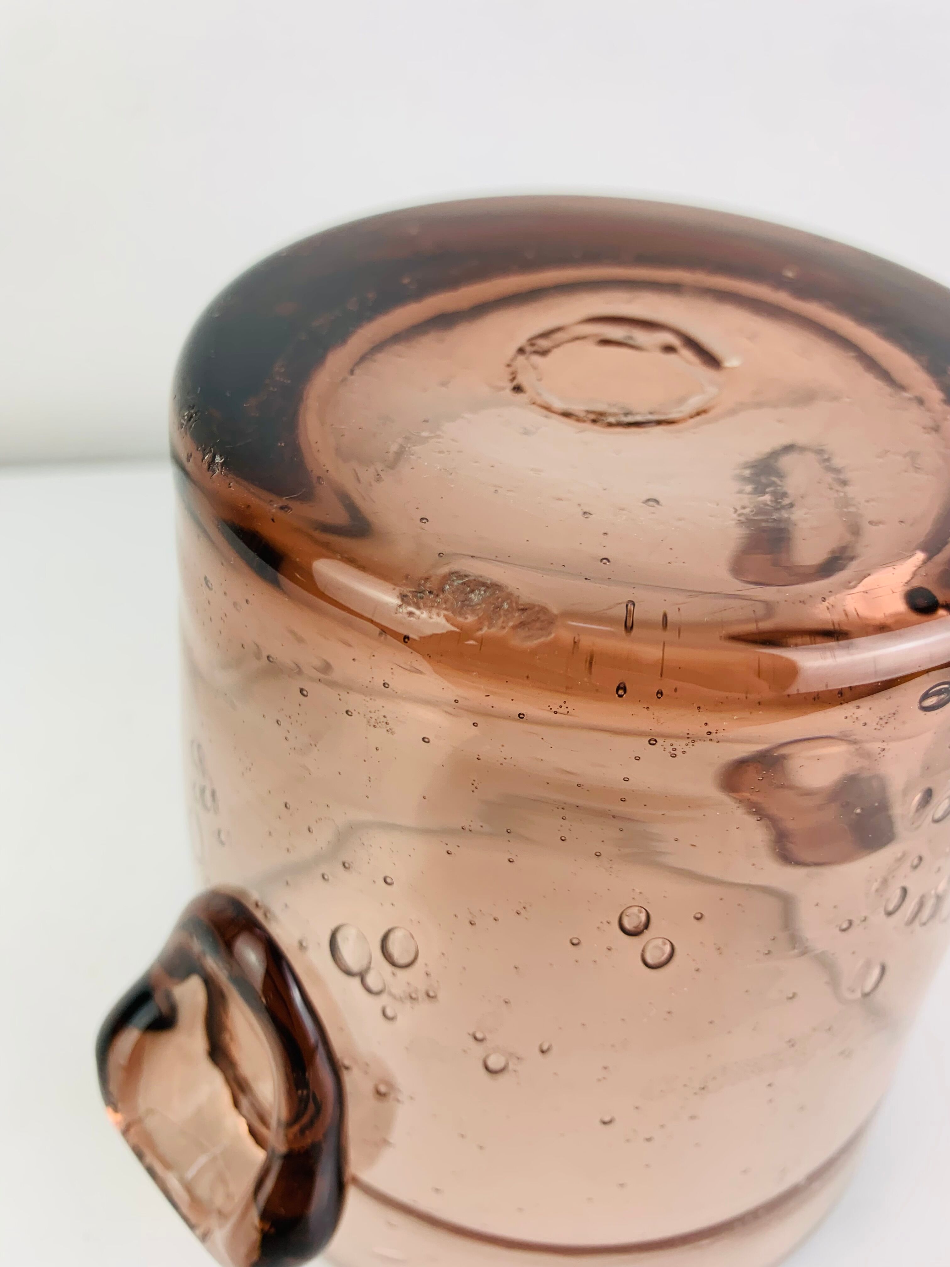 Pink bubble glass ice bucket La Rochère