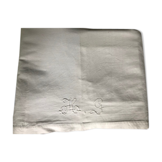 Old linen sheet monogram H G