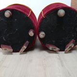 Pair of cabaret armchairs red velvet gold border