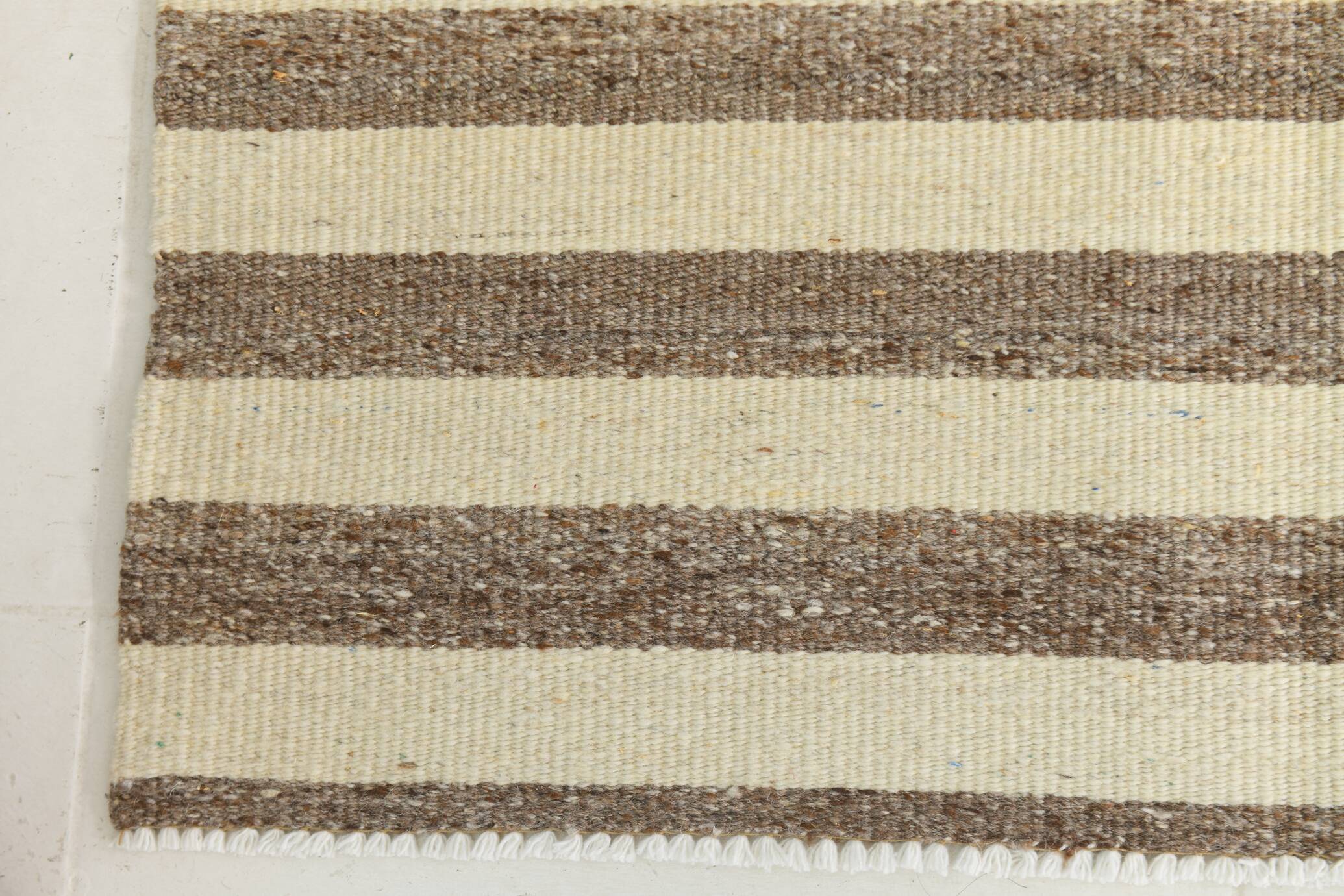 Brown Beige Striped Vintage Kilim Runner Rug, 78x330Cm