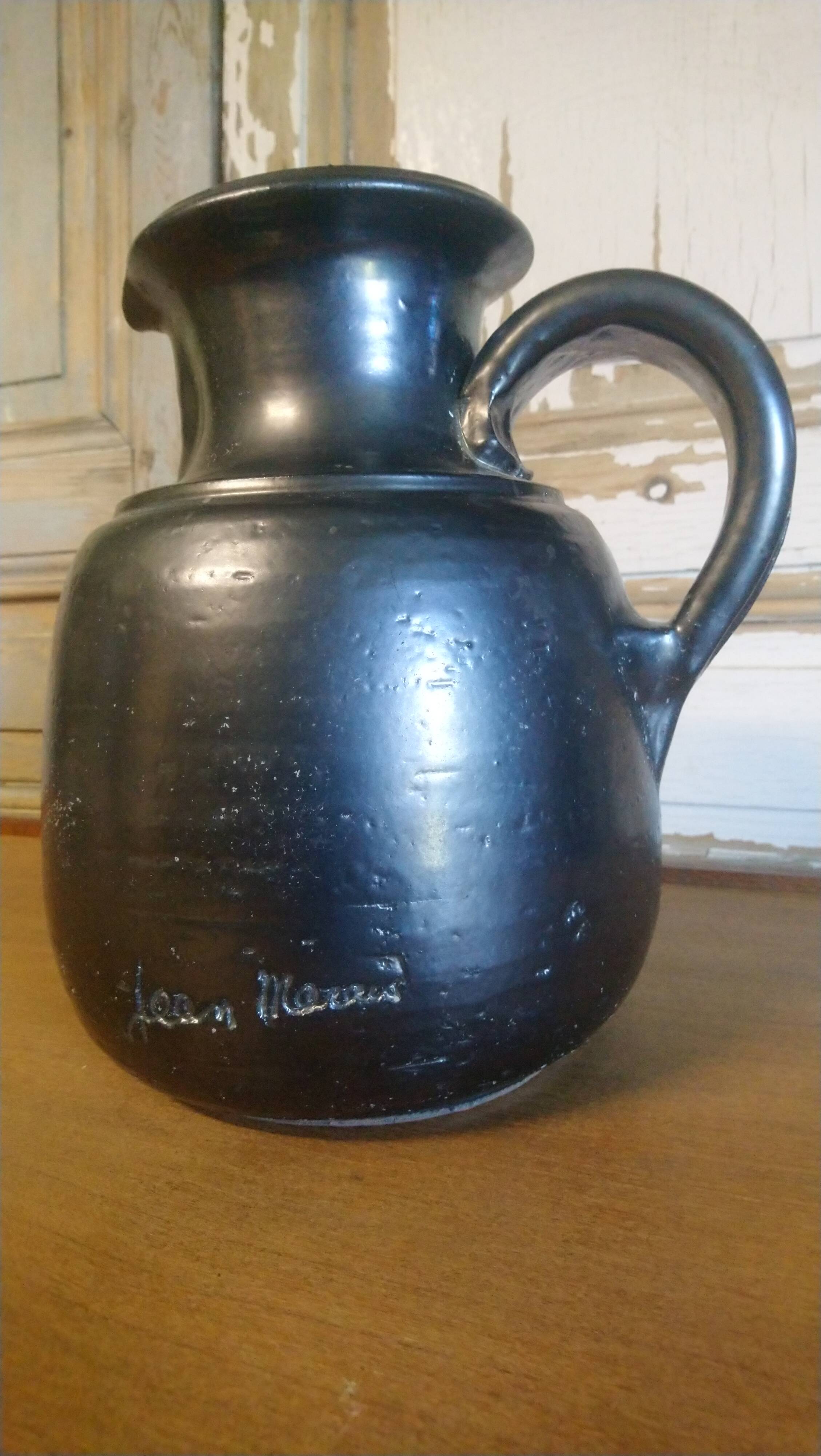 Black enameled ceramic pitcher "Jean Marais"
