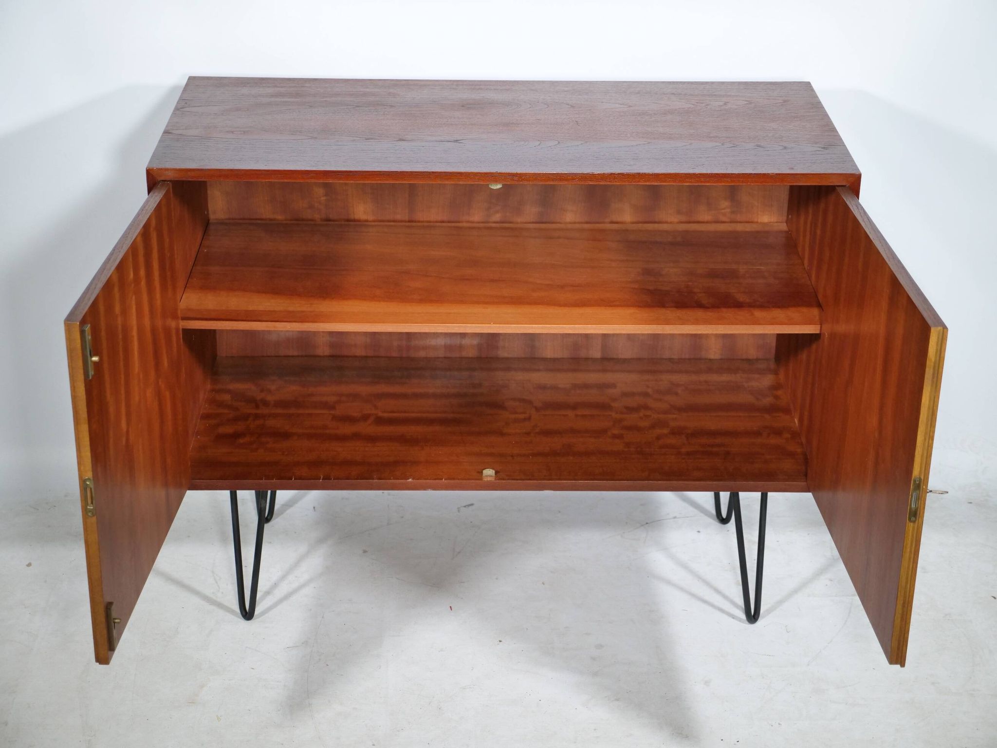 Buffet d'Erich Stratmann, teck, pieds en épingle à cheveux, armoire, années 1960