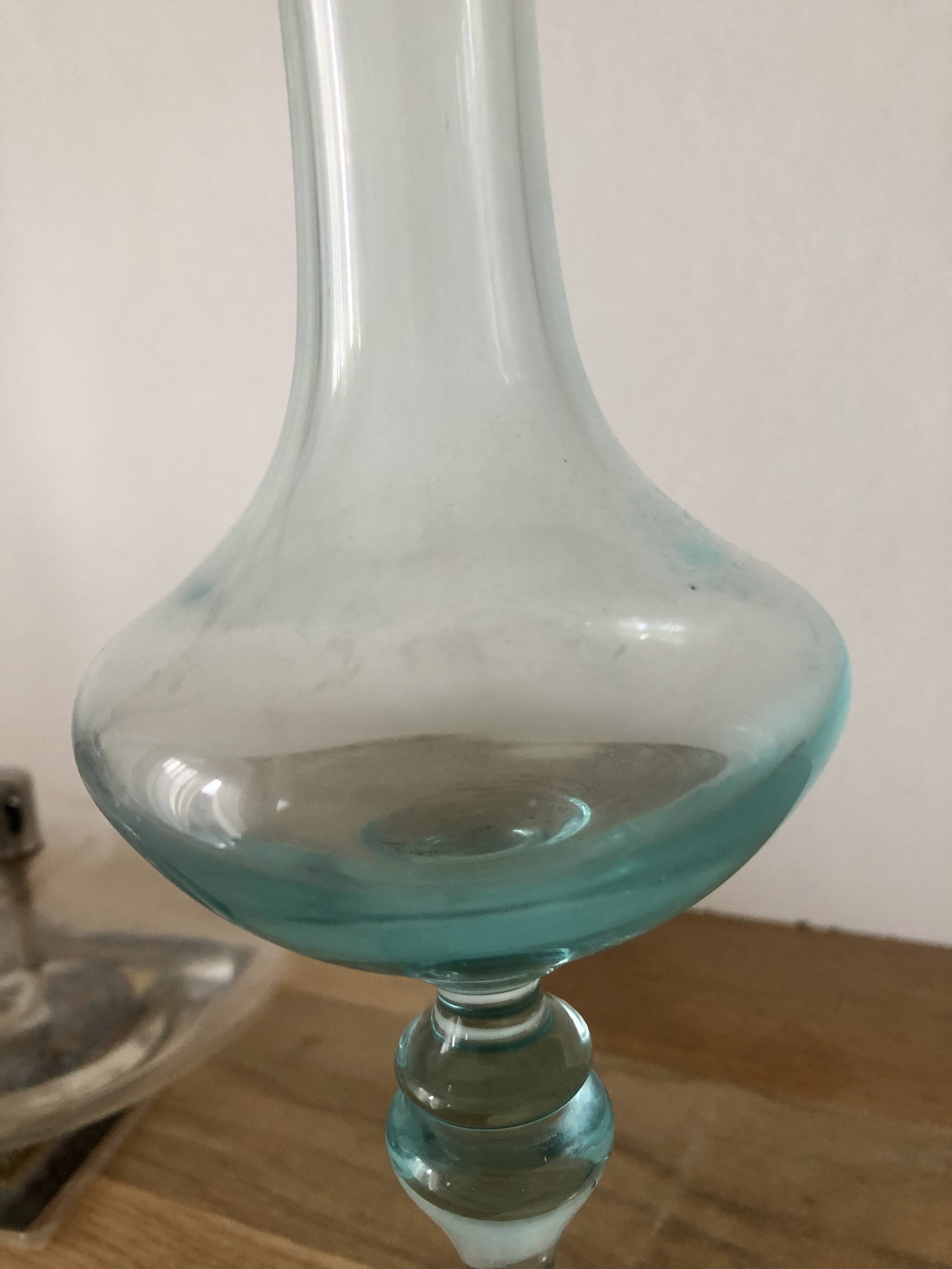 Vintage glass vase in blue tones