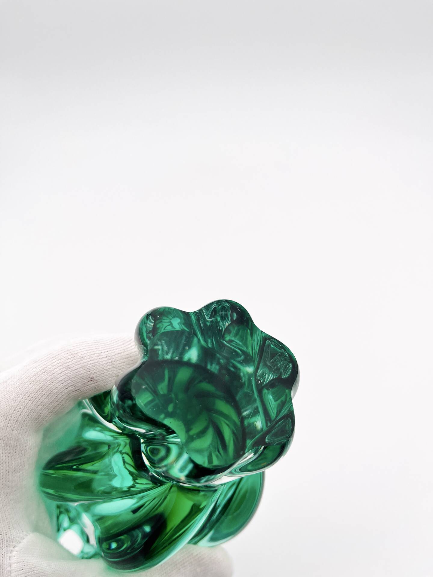 Vase Josef Hospodka Chřibská Cristal de Bohême Emerald Green 18 cm c60