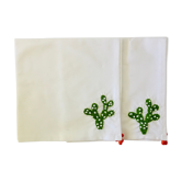2 serviettes de table brodées main en coton Cactus 🌵