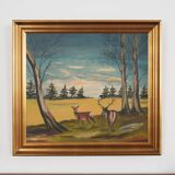 Painting „The Pair of Deer”, Scandinavian design, 1960s