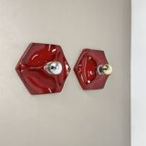 Set of Two SPACE AGE Ceramic Fat Lava Wall Lights by Hustadt Lights Germany