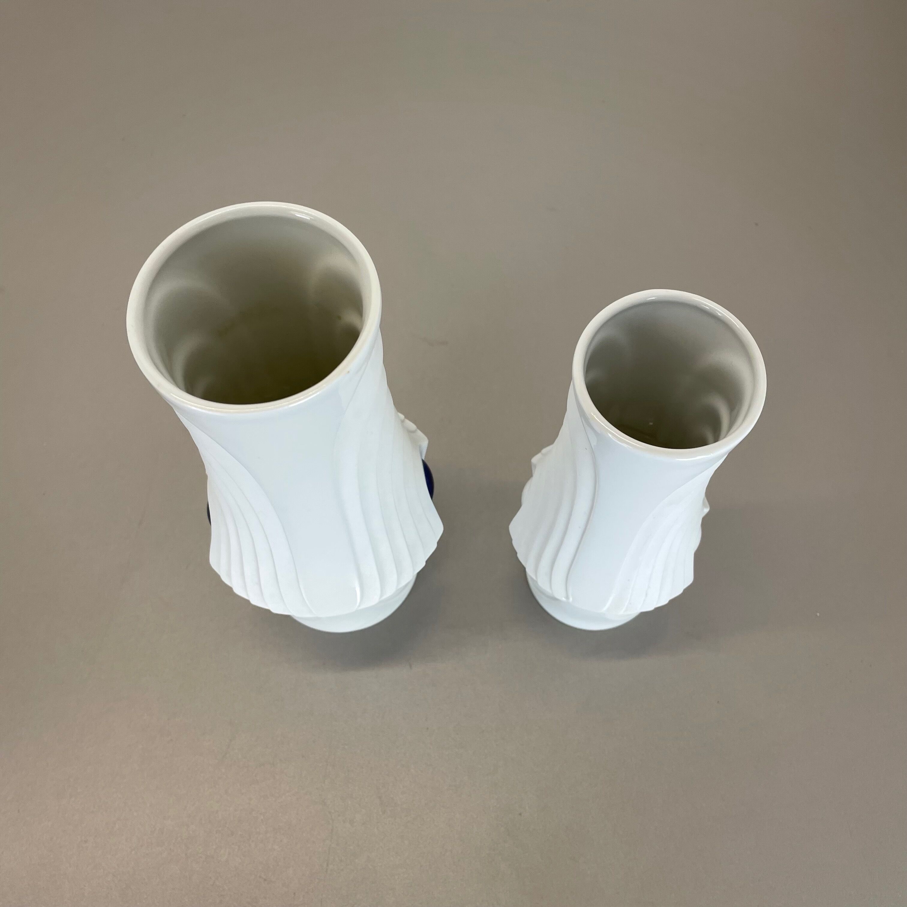 Set of 2 Original Porcelain Op Art Vase Made by Royal Bavaria KPM Germany, 1970s