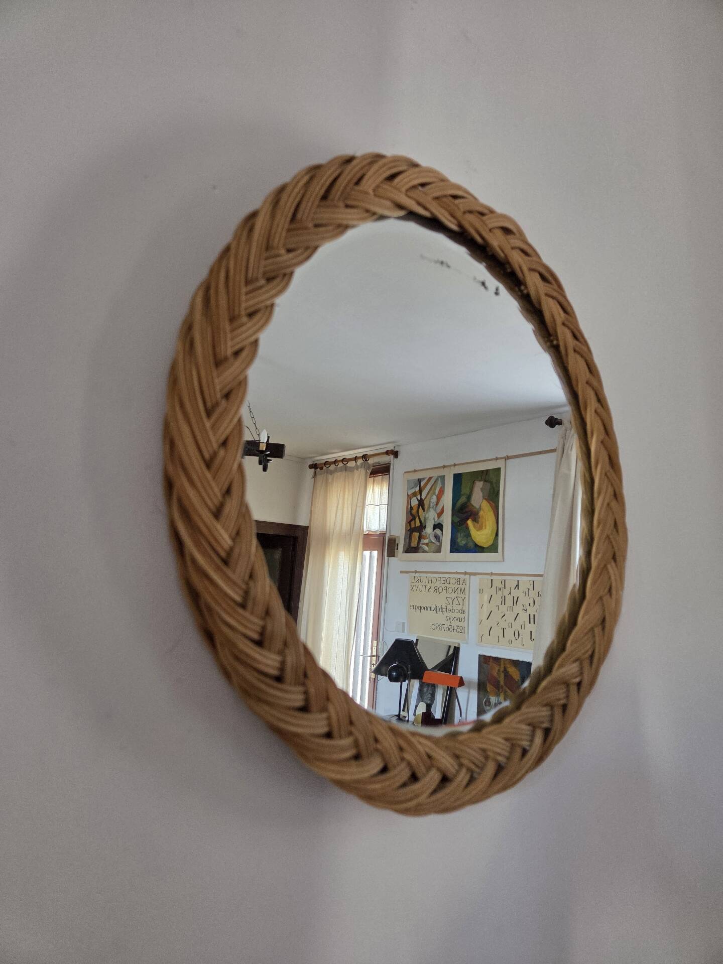 Period rattan mirror