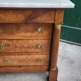 Empire commode in walnut with white marble top from the 19th century
