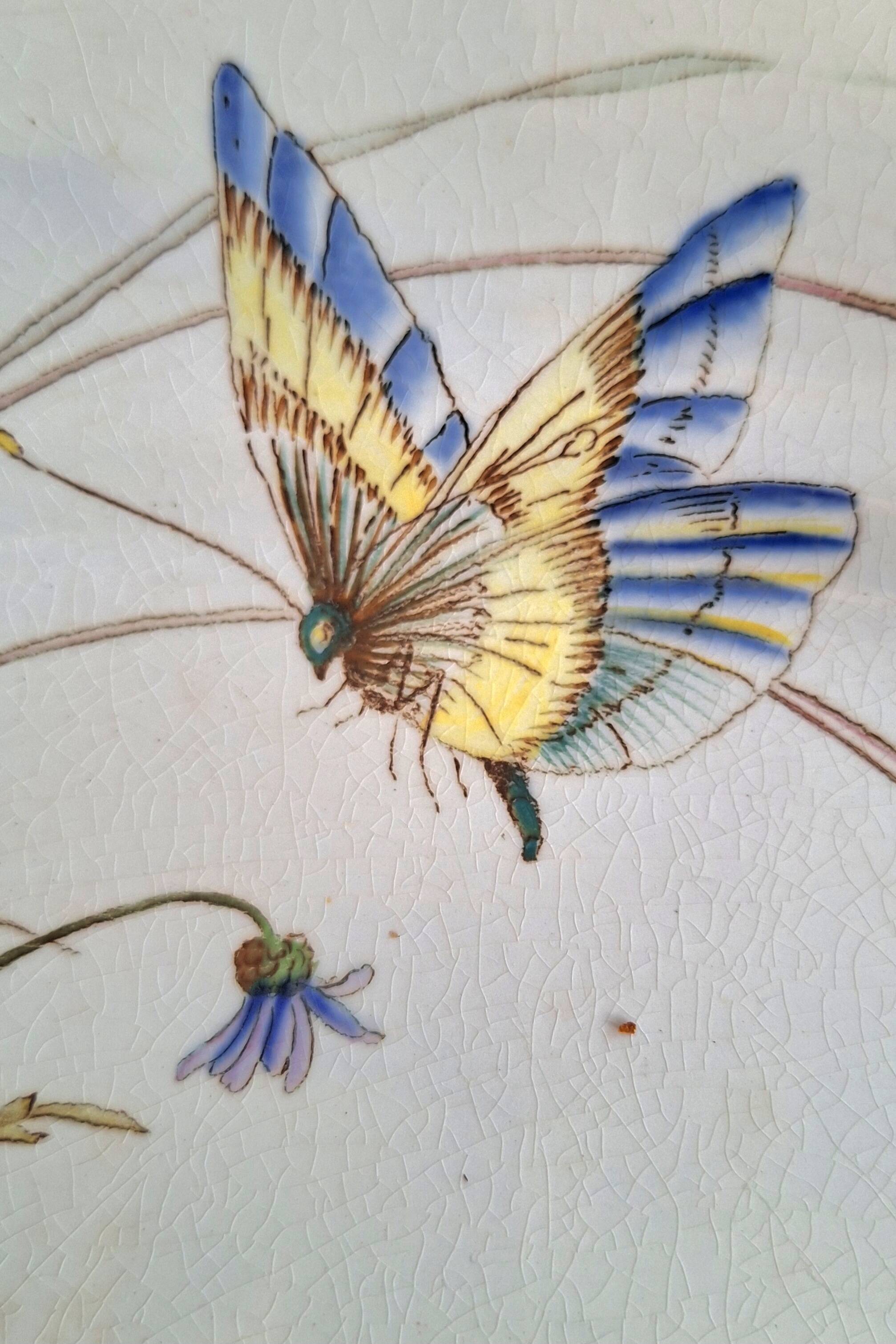 Large Serving Dish for Appetisers Sarreguemines Butterfly Decor