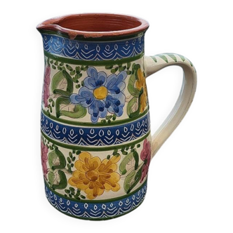 Vintage Portuguese Ceramic Floral Pitcher