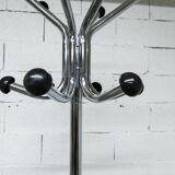 Coat rack with 12 chrome and black plastic hooks, 1960, 2m.