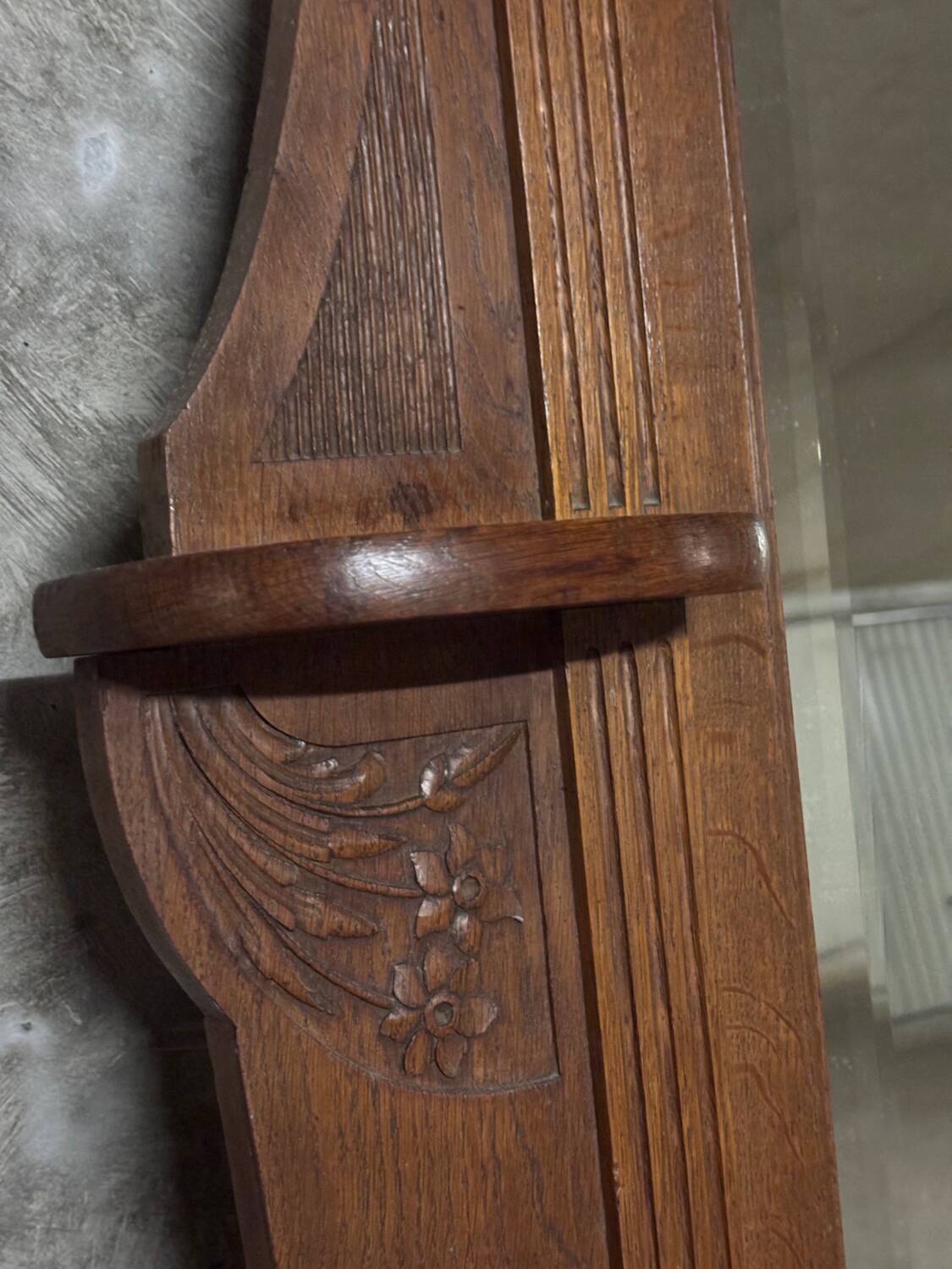 Molded and carved wooden trumeau