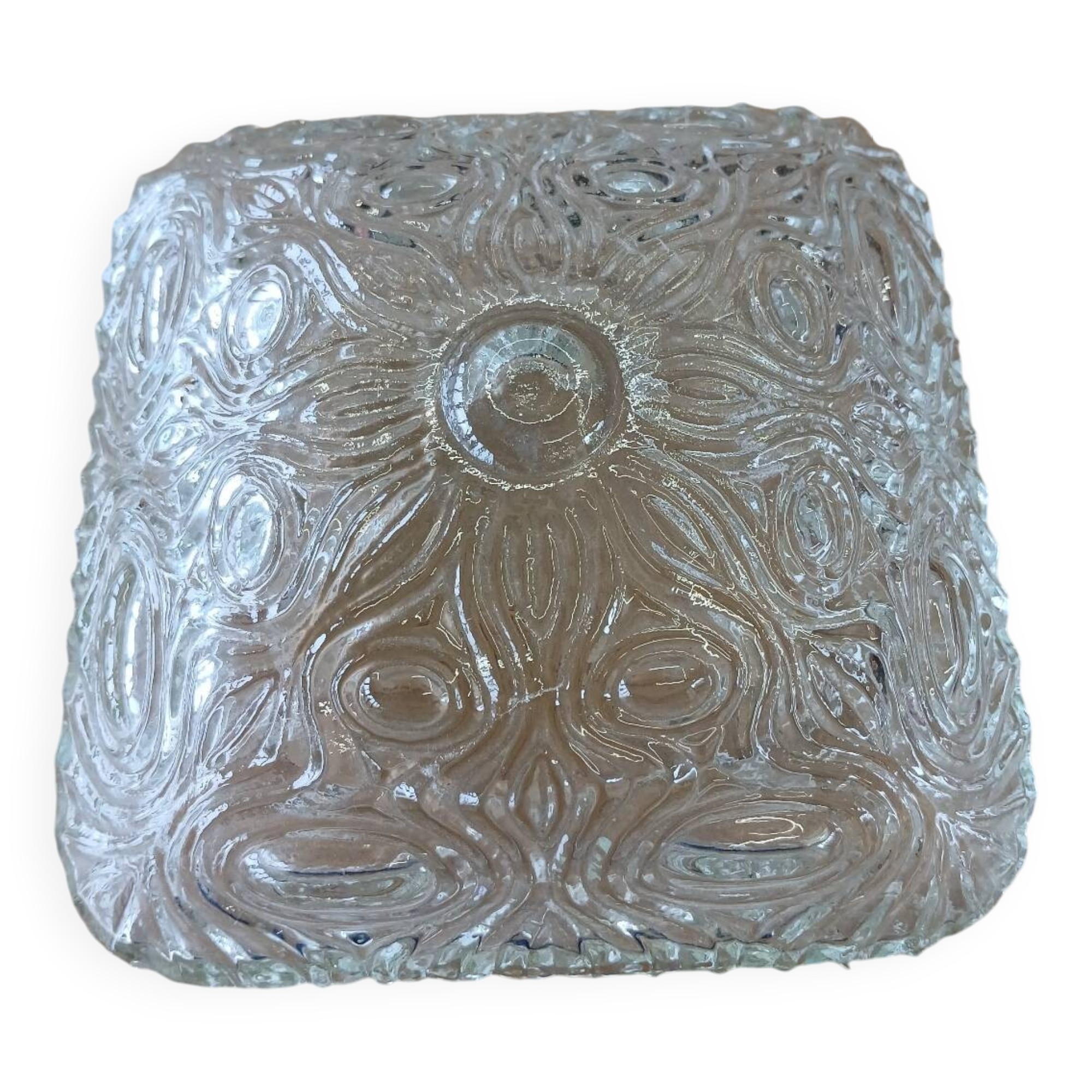 Antique ceiling light in molded glass