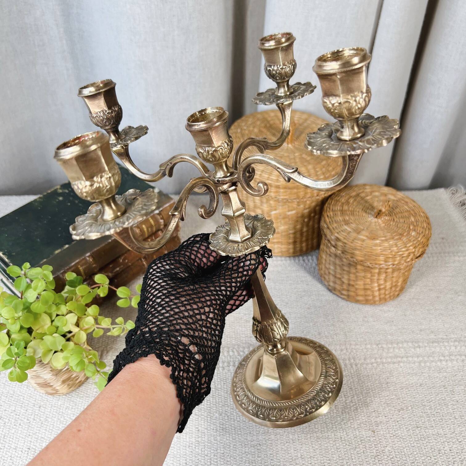 5-light brass candlestick