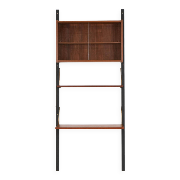Unité murale en teck PS System, design danois, années 1960, fabriquée par Randers Møb.