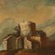 Old painting landscape with figures, oil on canvas, 18th century