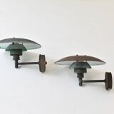 A set of two ph 4.5 copper wall lamps by poul henningsen for louis poulsen, denmark 1980s.