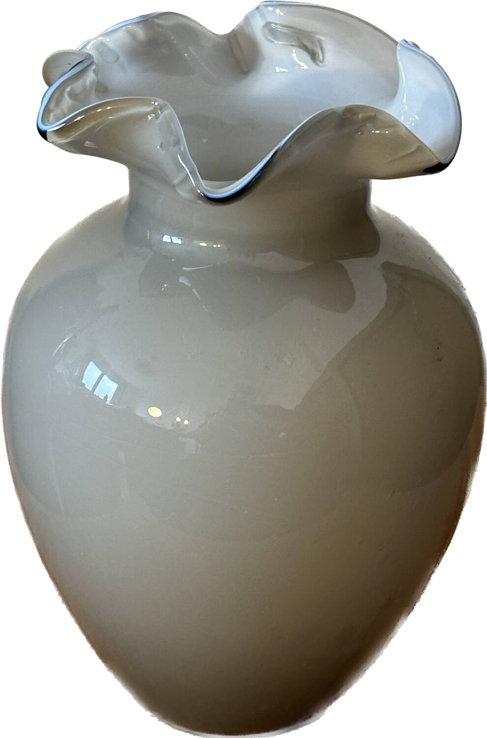 Vintage 1950s Vase in Gray Opaline - Blue Collar - H 18.5 cm