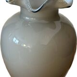 Vintage 1950s Vase in Gray Opaline - Blue Collar - H 18.5 cm