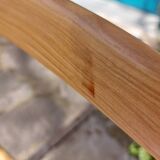 5 Scandinavian style chairs, wood and black faux leather.