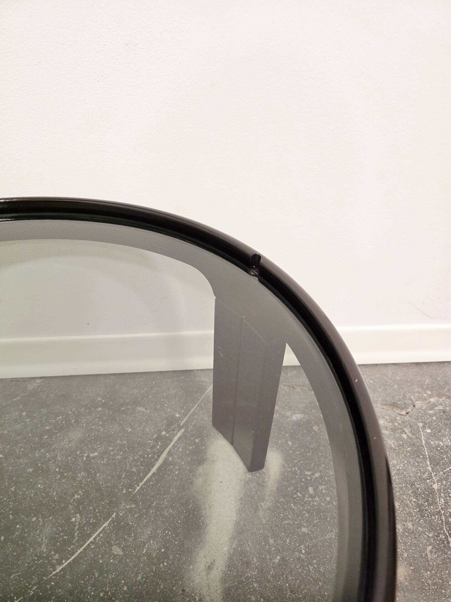 1970s Mid-Century Modern Black Coffee Table with Smoked Glass Top