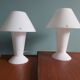 Pair of Peill & Putzler mushroom lamps in white opaline