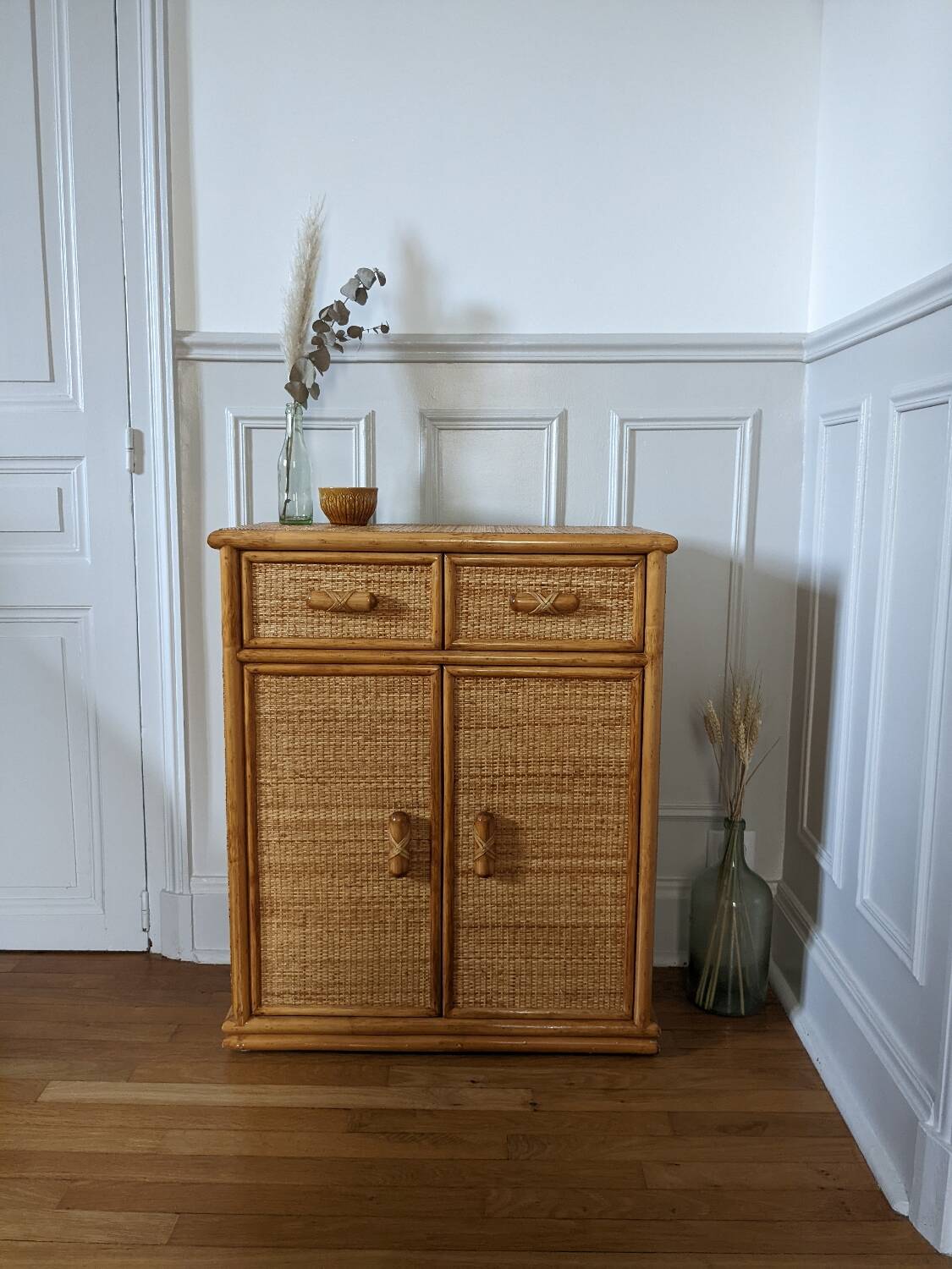 Rattan and wicker chest of drawers