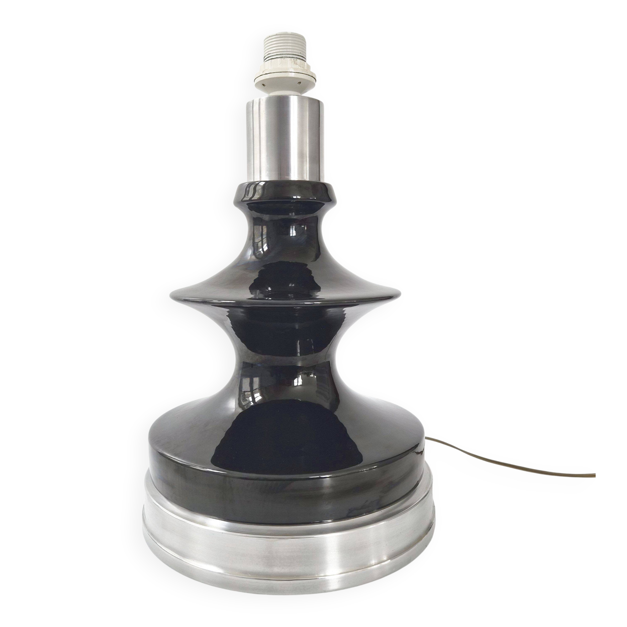 Vintage 1960 lamp in ceramic & silver aluminium