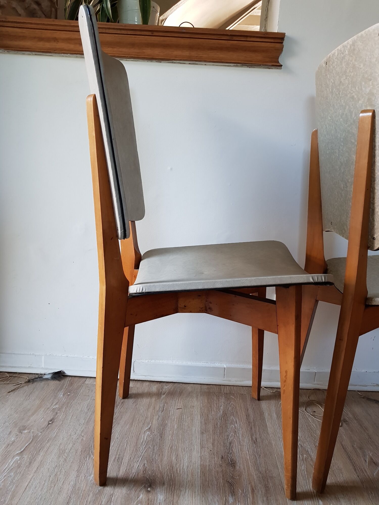 Pair of vintage Scandinavian-style skai chairs