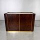 Dry bar in walnut and brass with a mirrored top, Italy 1970.