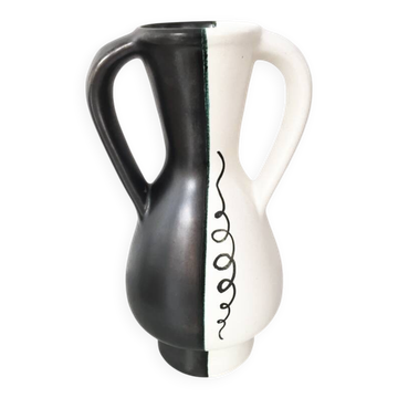 Vase bicolore signé JM Faux – circa 1960