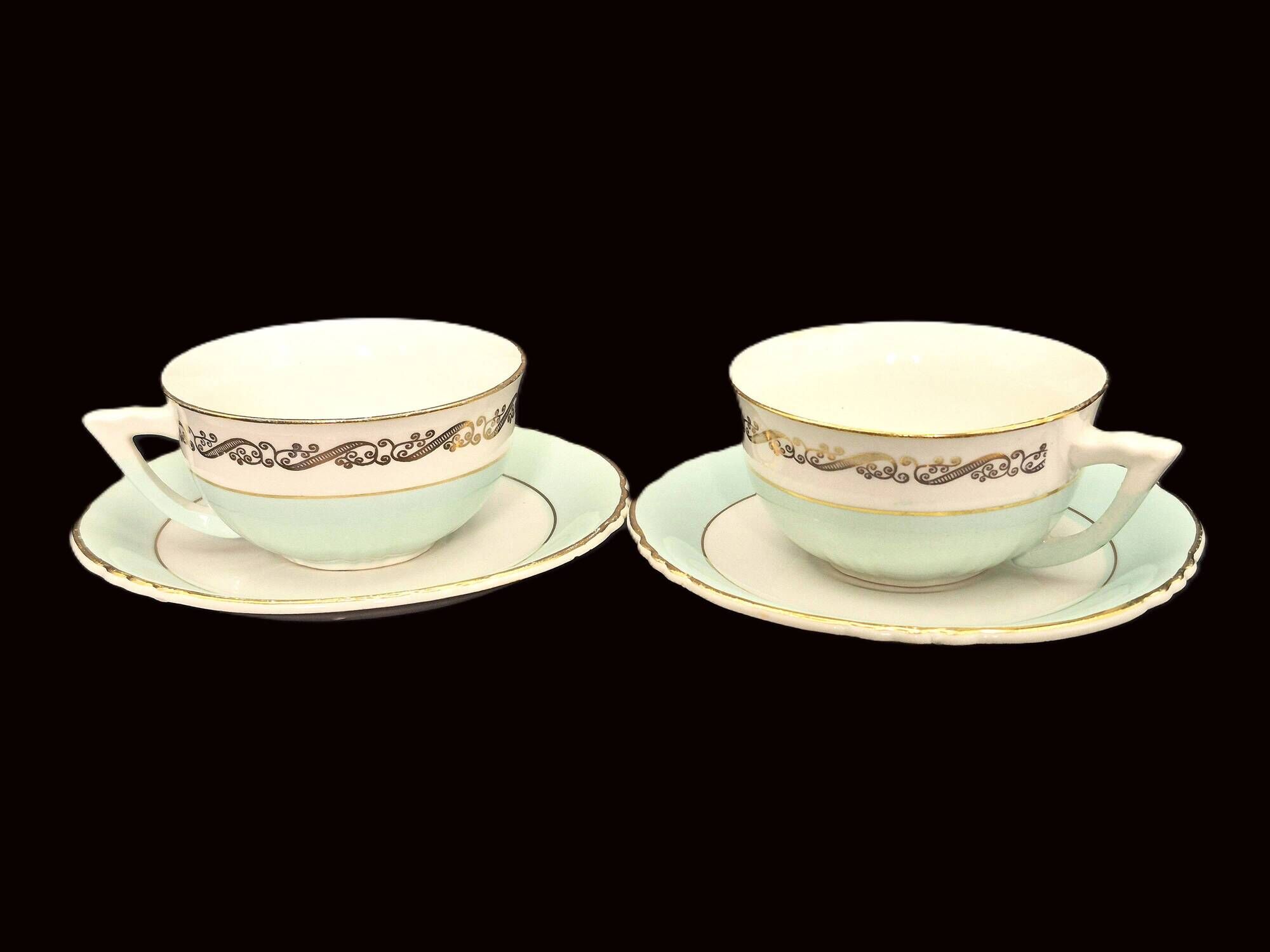 Vintage 4 cup and saucer set Seville Moulin des Loups Orchies