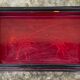 Tops 3 sizes in red lacquer with Japanese floral pattern XXth