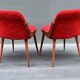 Pair of 1960s chairs in sheepskin and varnished wood