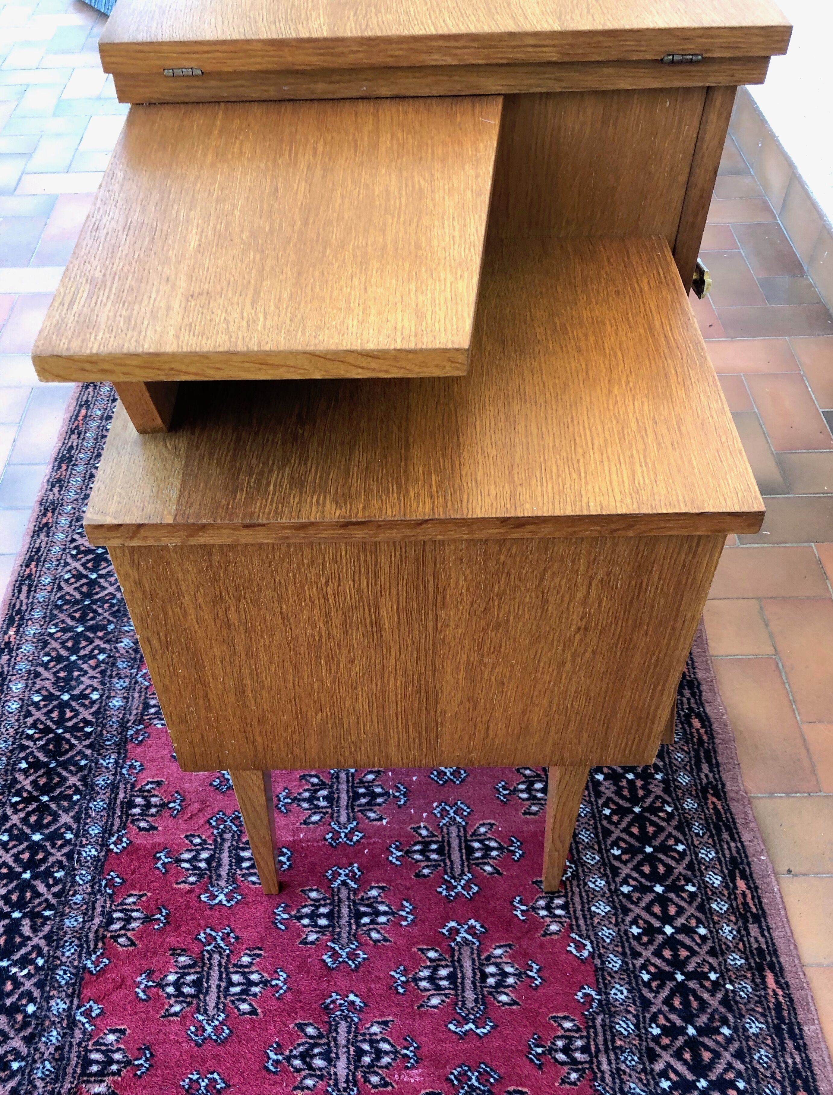 Vintage furniture with sewing machine light wood