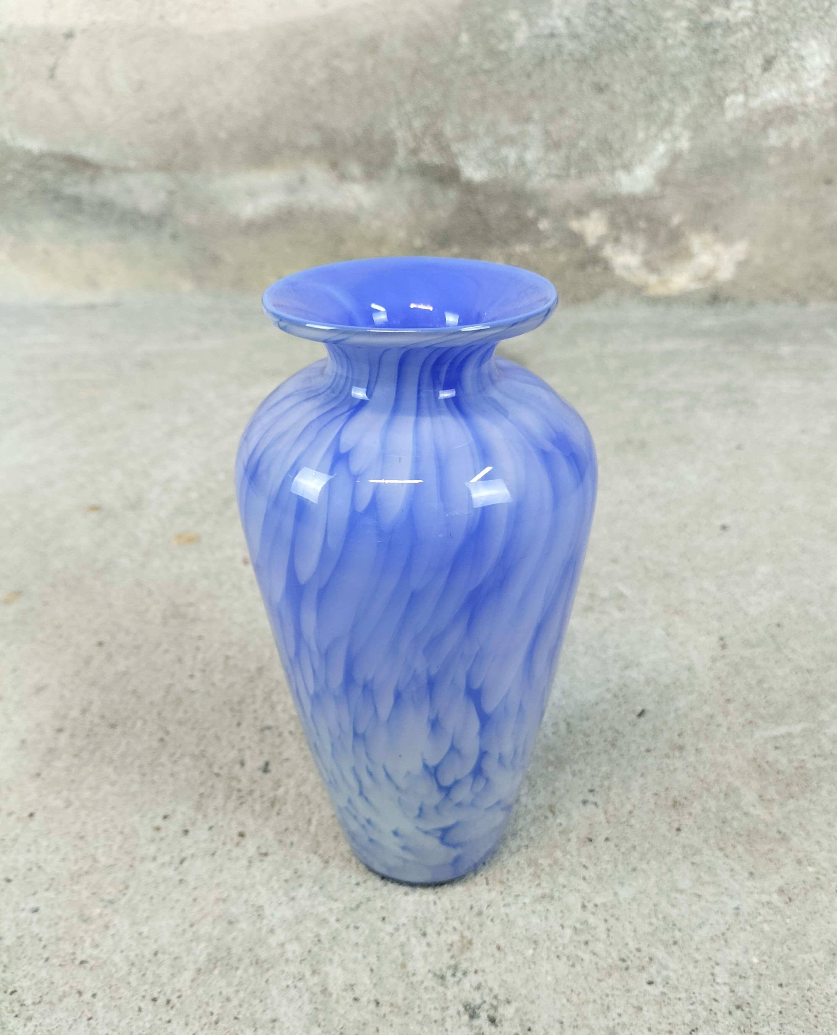 Small blue blown glass vase