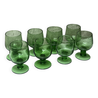 Blown glass stemmed glasses, biot