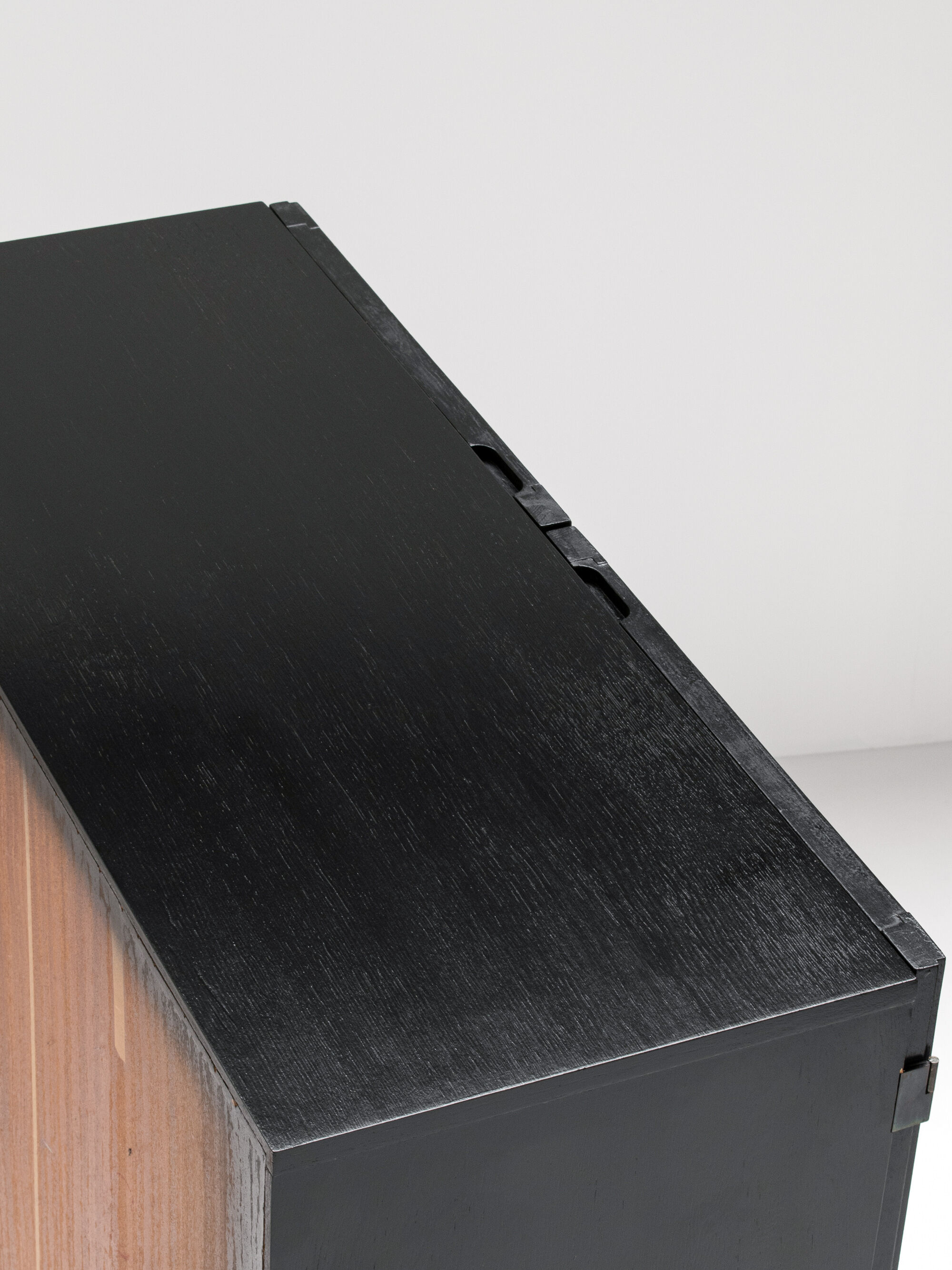 Black Brutalist Bar Cabinet with Graphic Patterned Doors, Belgium 1970s