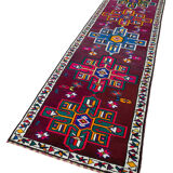 Handmade Distressed Oriental Multicolor Runner Carpet 90 cm x 332 cm