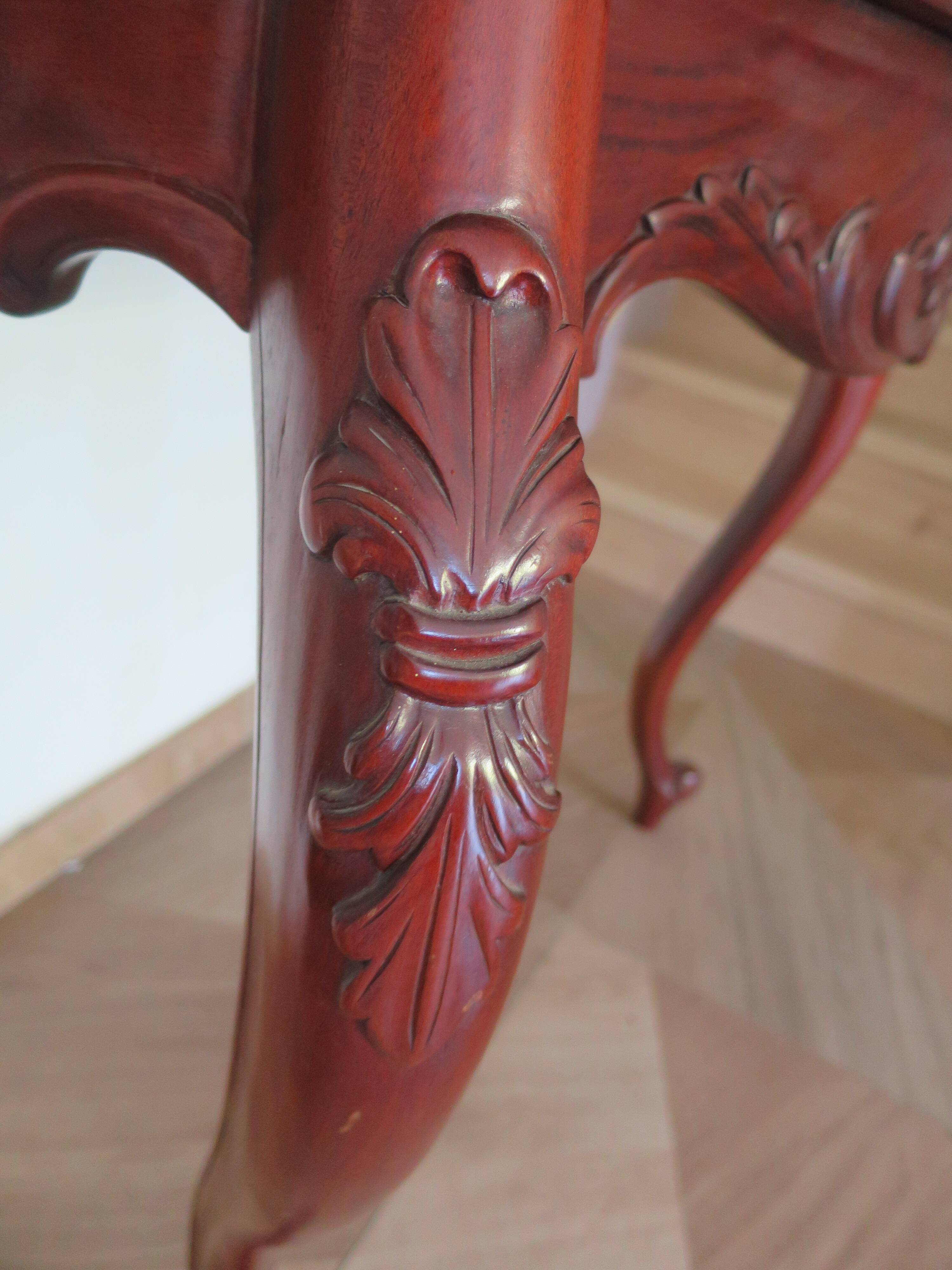 Console with curved legs - mahogany - Louis XV style - carved wood