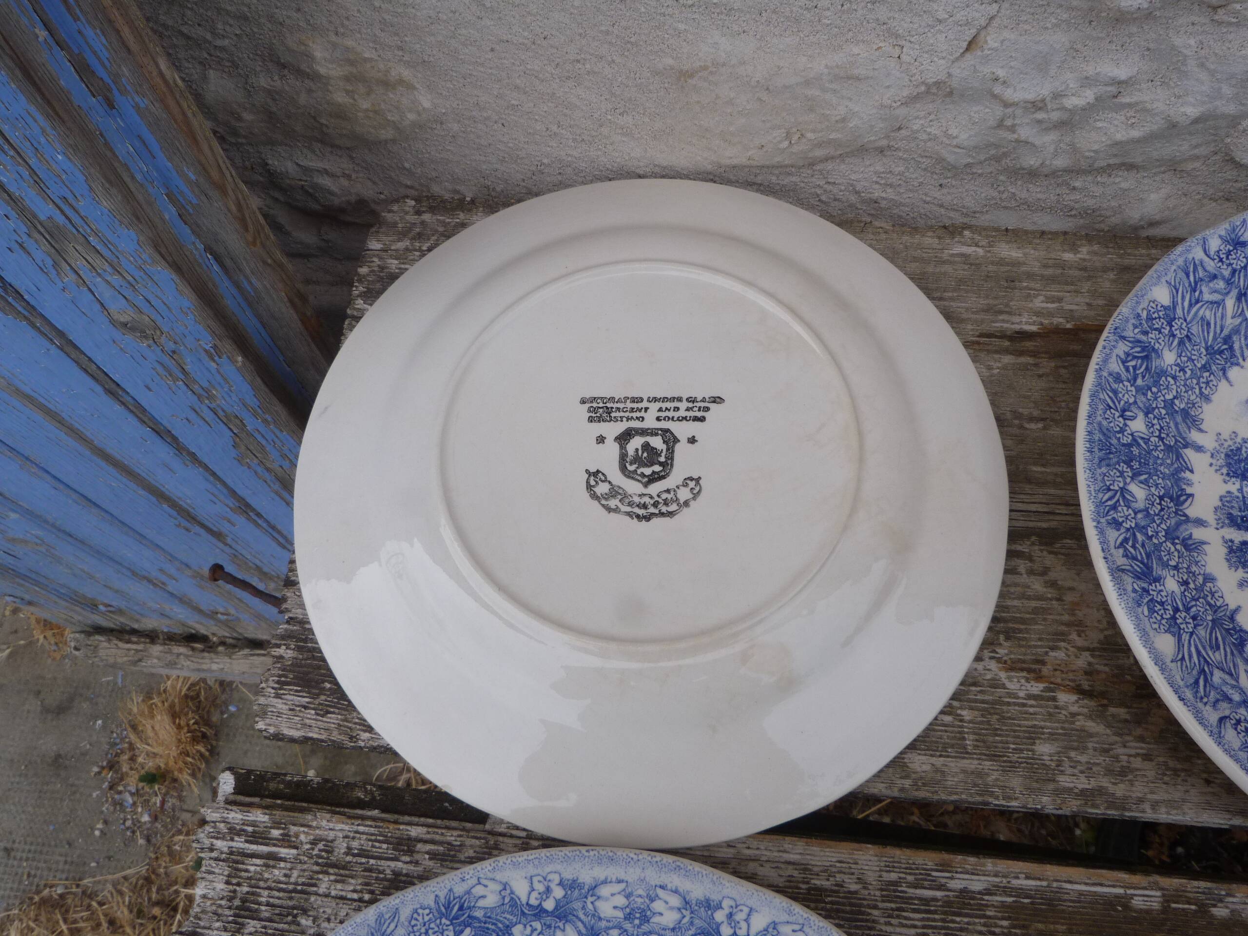 Set of 6 English plates with "Flowers" pattern.